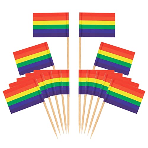 JSGHGDF 100 Stück Regenbogenfarbene rote Piraten-Markierungsmarkierung Kuchen Cocktail-Sticks für Cupcakes von JSGHGDF