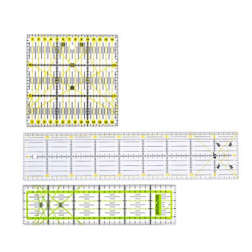 JSGHGDF 3-teiliges transparentes Quilt-Lineal, Meter-Lineal, Patchwork, Nählineal, Schneidewerkzeug-Set von JSGHGDF