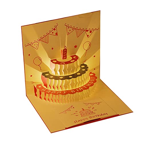 JSGHGDF 3D Musik Geburtstagskuchen Karte LED Grußkarten Umschlag Anlässe Kind Ehefrau Postkarten von JSGHGDF