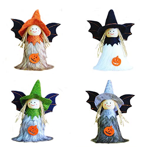 JSGHGDF 4-teiliges Halloween-Plüsch-Set, 3D-Kürbis-Hexe für Kinder von JSGHGDF