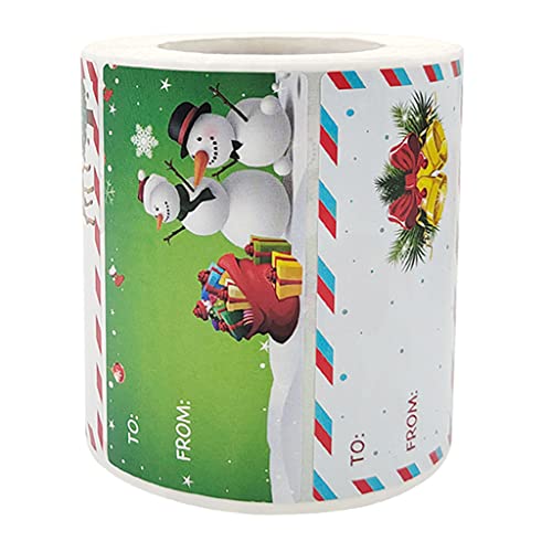 JSGHGDF 500 Stück/Rolle, 5 Designs, selbstklebende Weihnachts-Namensschilder, Aufkleber, Geschenk, Siegel-Etiketten, Weihnachtsaufkleber, Paket von JSGHGDF