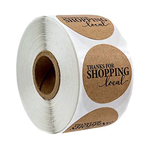 JSGHGDF 500 Stück Kraftpapier "Thank For Shopping", lokale Aufkleber, rund, Siegeletiketten, Sammelalben von JSGHGDF