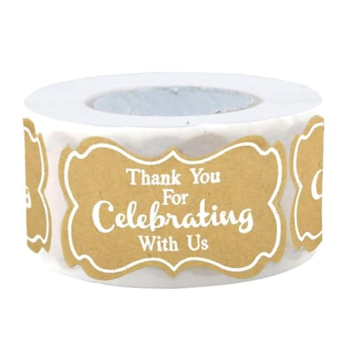 JSGHGDF Aufkleber mit Aufschrift "Thank You For Celebrating With Us", 500 Stück/Rolle, Umschläge, Kekse, Kochen, Verpackung, Zubehör für Neujahr von JSGHGDF