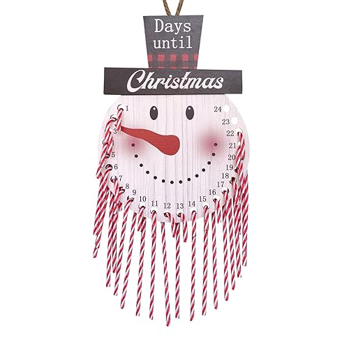 JSGHGDF FUUNY Zuckerstangen Weihnachten Adventskalender 24 Tage Holz Weihnachten Countdown Kalender Baum hängende Ornamente Kinder von JSGHGDF