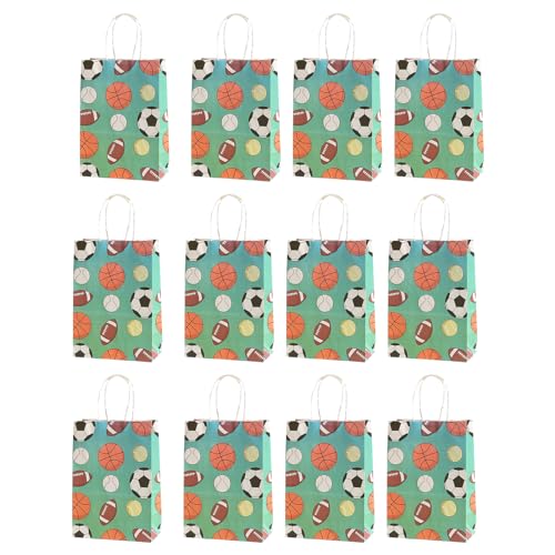 JSGHGDF Fußball Geschenktüten Fußball Geburtstags Papiertüten Set Mit 12 Krafttüten Für Fußball Geburtstage Partys Leckerli Taschen von JSGHGDF