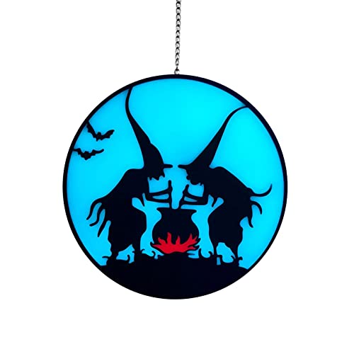 JSGHGDF Halloween-Glas-Hexen-Anhänger für kreative Charm-Ornamente, Zubehör für drinnen und draußen, Garten, Hof, Dekoration von JSGHGDF