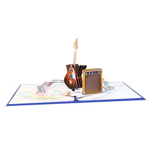 JSGHGDF Kreative Gitarre, 3D-Popup-Grußkarte, handgefertigtes Papier, Kunstbedarf, Dekoration für Musikbegeisterte, medium, M von JSGHGDF