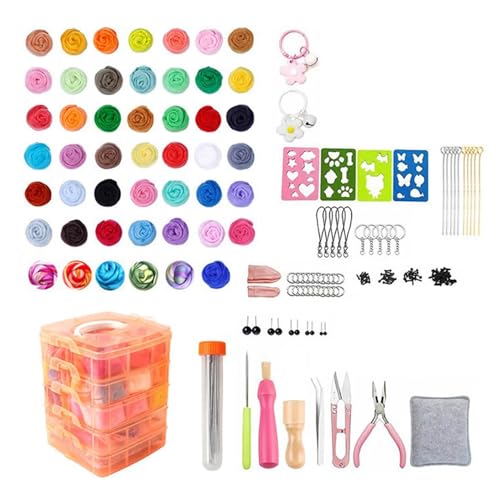 JSGHGDF Nadelfilz-Starter-Kits, 36/48 Farben, Tierwolle, Bastelbedarf, Nadelfilz-Kits zum Basteln von JSGHGDF