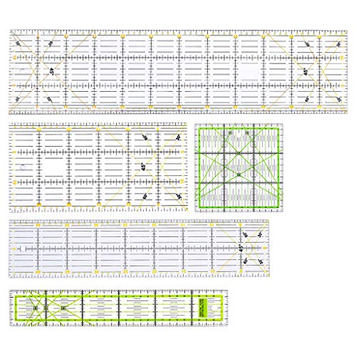 JSGHGDF Rechteckiges Patchwork-Lineal, Quilten, Zeichnen, gerade, Nähen, Schneidern, Basteln, 5 Stück von JSGHGDF