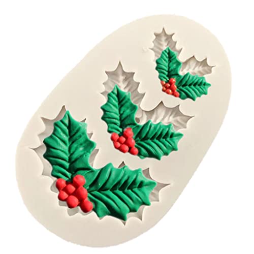 JSGHGDF Weihnachten Stechpalme Blatt Dekoration Fondant Kuchen Silikon Form Schokolade Süßigkeiten Formen Kekse Gebäck Keks Form Backen von JSGHGDF