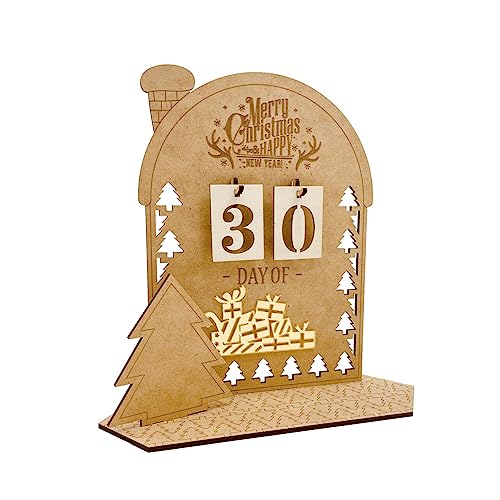 JSGHGDF Weihnachts-Adventskalender aus Holz, LED-beleuchtet, Dorfhaus, Weihnachtsmann, Countdown-Ornament mit Schubladen, Box-Dekorationen von JSGHGDF