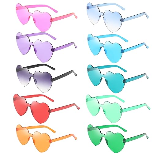 JSKWIKE 10 Pcs Party Brille Magische Farben Party Brille Hippie Brille Rund Herz Sonnenbrille Lustige Partybrillen für Fasching Foto Requisiten Geburtstagsfeier für Kinder und Erwachsene von JSKWIKE