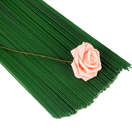 JSKWIKE 100 Pcs Steckdraht, grün lackiert Beutel Floristendraht Blumenstieldraht Blumendraht Drahtstab zum Basteln von JSKWIKE