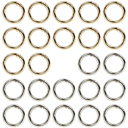 JSKWIKE 24 Pcs Karabinerhaken Rund Sehr robust Zinklegierung Runde Karabiner O-Ring Karabiner Karabinerring Federöffnung Für Rucksack Schlüsselanhänger Tasche Schmuck DIY Handwerk Machen von JSKWIKE