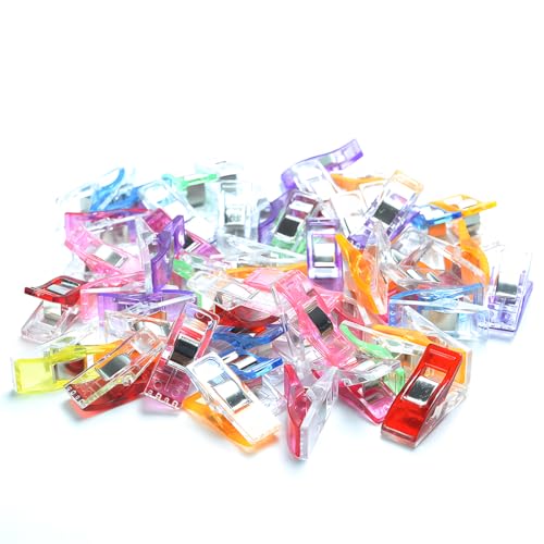 JSKWIKE 50 Pcs Stoffklammern Alternative zu Stecknadeln halten Stofflagen fest zusammen Stoff Clips Stoff Klammer nähen Bastelklammer zum Stoff Nähte festhalten Stoffklammer Näh Zubehör von JSKWIKE