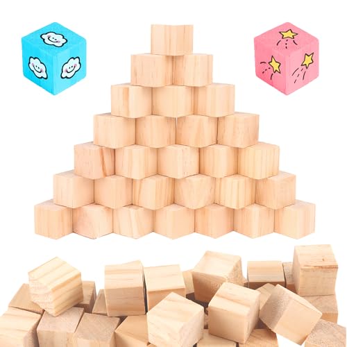 120 Stück Holz Würfel Deko 20mm Holzwürfel Blanko zum Basteln Kleine Holzwürfel Blanko Holz Quadrat zum DIY Basteln Malen DIY Handwerk Dekoration von JSMTKJ