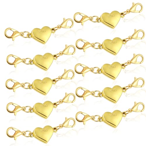 10 Stück Herz Magnetverschluss Kette, 925 Gold Kette Damen Magnetverschluss, DIY Jewellery Accessories für Armbänder, Fußkettchen, DIY-Schmuckherstellung von JSMTKJ