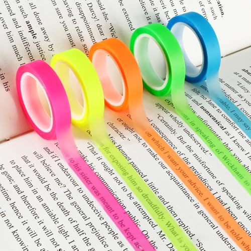 10 Rollen Haftnotizen, Highlight Klebeband, Transparent Farbiges Klebeband für Lesen und Notizen für Lehrer Schüler (8mm x 5m) von JSMTKJ