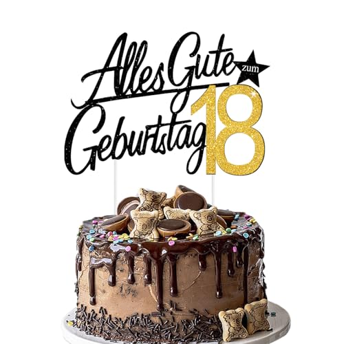 Torten Deko 18 Geburtstag – Glitzernder Cake Topper für Frauen & Männer (18) von JSRHEEM