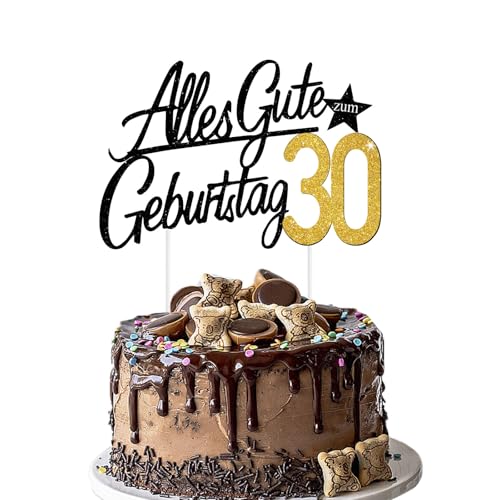 Torten Deko 30 Geburtstag – Glitzernder Cake Topper für Frauen & Männer (30) von JSRHEEM