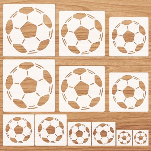 JSRQT 12 Stück Fußball Art Schablonen Wiederverwendbar Stencil Wand Malen Schablonen Football Zeichnung Malschablonen Waschbar Kunststoff Malschablonen Stencils for Painting DIY Scrapbooks von JSRQT