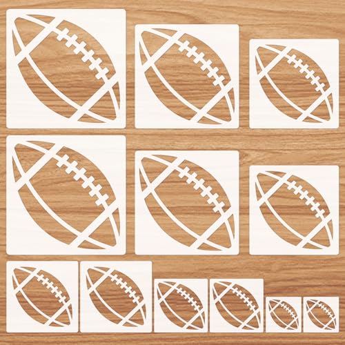 JSRQT 12 Stück Stencil for Painting Schablonen Wiederverwendbare Fußball Malschablonen Malerei Art Malen für Holz Wand Deko Zeichnung Kunststoff Airbrush Zeichenschablonen DIY Scrapbooks von JSRQT