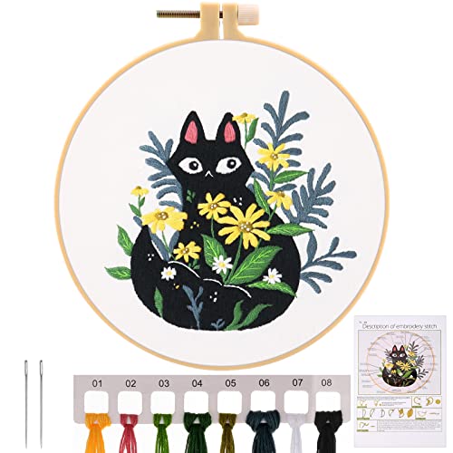 JSRQT Gestempelten Sticksets, Katze Stickerei Kreuzstich Set Kids Cross Stitch Embroidery Starter Kit, DIY Kreuzstich Stickerei Set für Anfänger Erwachsene, Handgemachte Kreuzstich Tool von JSRQT