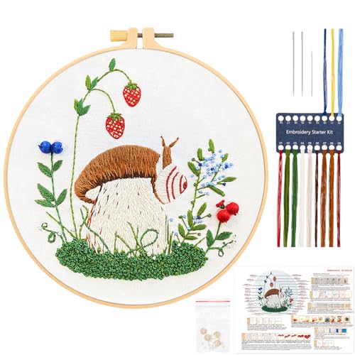 JSRQT Pilz Gestempeltes Stickerei Kreuzstich Set,DIY Kunst Handwerk Kreuzstich Set,Embroidery Starter Kit für Anfänger Erwachsene von JSRQT