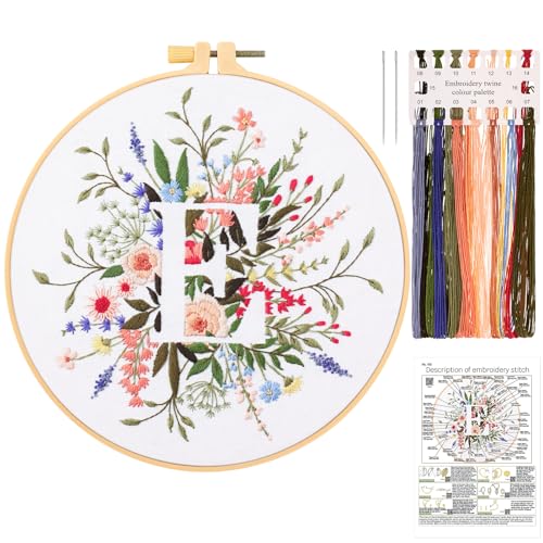 JSRQT Stickerei Starter Set Buchstabe E, Blumen Stickset Anfänger für Erwachsene, Handgefertigtes Kreuzstich Stickset mit Stickwerkzeug, einschließlich Stickrahmen Nadel und Fäden, für Heimdekoration JSRQT Stickerei Starter Set Buchstabe E, Blumen Stickset Anfänger für Erwachsene, Handgefertigtes Kreuzstich Stickset mit Stickwerkzeug, einschließlich Stickrahmen Nadel und Fäden, für Heimdekoration von JSRQT