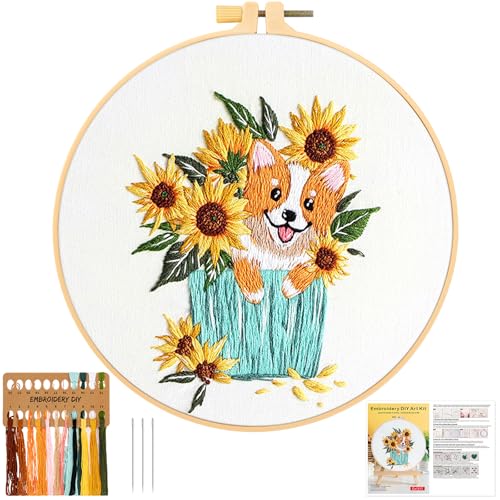 JSRQT Kreuzstich Kit Hund Stickerei Set Embroidery Kit für Anfänger Erwachsene DIY Handgemachte Kreuzstich Set Stickerei Tool Kit Handwerk Nähen Gestempelten Sticksets Stickereien Cross Stitch Kit von JSRQT