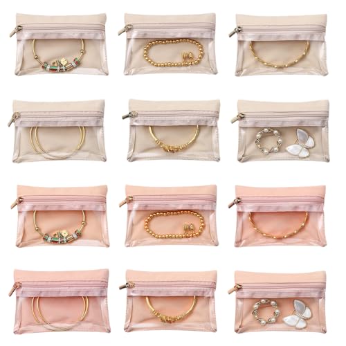 JSTHHTT 12 Stück Schmuckkästchen für Damen, Schmuckschatulle Reise, Schmuck Organizer Tasche Reise, Schmuckaufbewahrung für Ringe, für Frauen, Ehefrau, Mutter von JSTHHTT