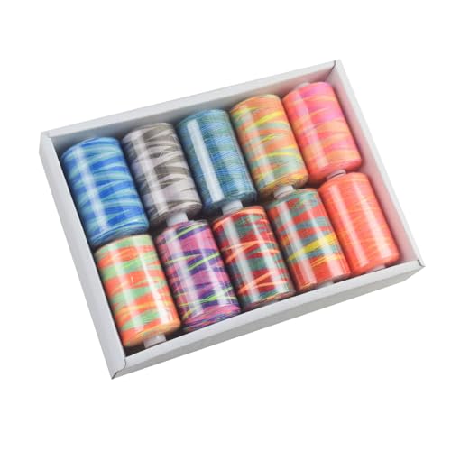 10 x farbiges Nähgarn, Polyester-Nähgarn, Stickgarn für Handnähen, Nähmaschinen, weich von JSZDFSV