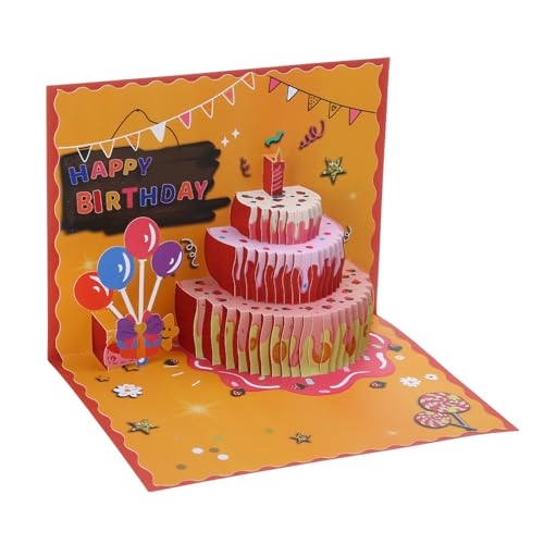3D-Grußkarte mit Geburtstagskuchen, lustiges Geschenk mit Blanko-Notizkarte, Geburtstagskarten für Mutter, Tochter, Papa von JSZDFSV