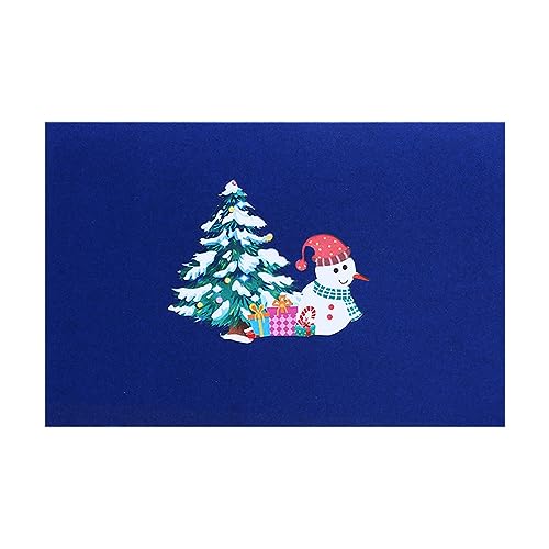Einzigartige Weihnachtskarte mit Weihnachtsbaum, Schneemann, fesselnde Verbreitung, Feiertagsstimmung, Segen, Handschrift, Weihnachtsstempel von JSZDFSV