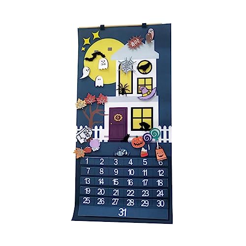 Halloween-Adventskalender, Countdown-Kalender, Dekoration für Kinder und Familie, Wanddekoration, mit abnehmbarem Anhänger, Ornamente, Filz, Halloween-Adventskalender von JSZDFSV