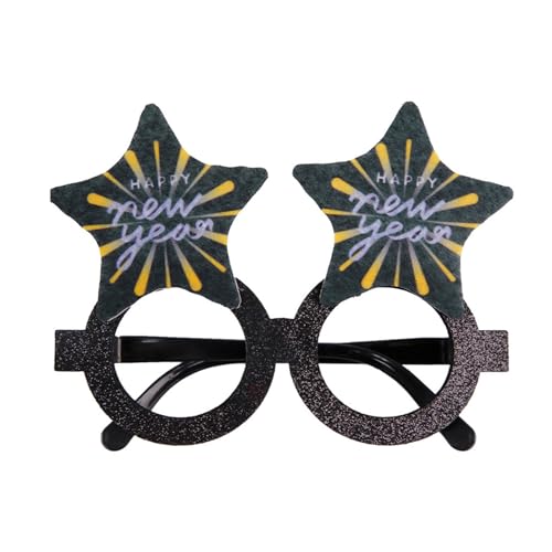 JSZDFSV Glitzernde Neujahrsbrille, lustige Cosplay-Brille, Foto-Requisiten für Weihnachten, Neujahr, Party, Verkleidung, Brille, Rahmendekoration, Vlies-Brille von JSZDFSV