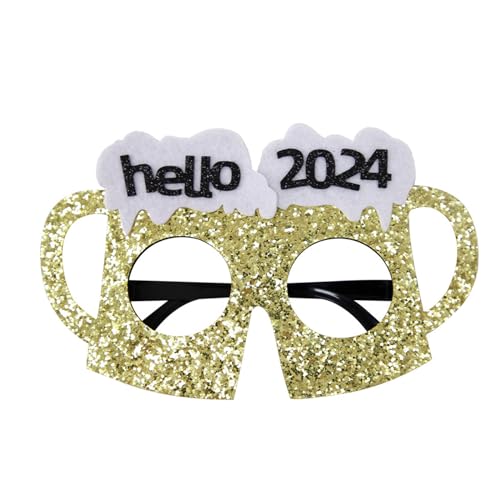 JSZDFSV Glitzernde Neujahrsbrille, lustige Cosplay-Brille, Foto-Requisiten für Weihnachten, Neujahr, Party, Verkleidung, Brille, Rahmendekoration, Vlies-Brille von JSZDFSV