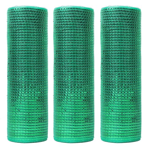 JStnana 3 Rollen Weihnachts-grünes Deko-Mesh-Band zum Basteln, 25,4 cm x 9,2 m pro Rolle, Deluxe-Metallfolie, Netzband für Weihnachtsbaum, Kränze, Girlande, Schleifen, Geschenkverpackungen, Basteln JStnana 3 Rollen Weihnachts-grünes Deko-Mesh-Band zum Basteln, 25,4 cm x 9,2 m pro Rolle, Deluxe-Metallfolie, Netzband für Weihnachtsbaum, Kränze, Girlande, Schleifen, Geschenkverpackungen, Basteln von JStnana