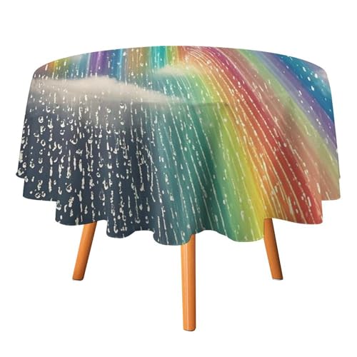 JTKLQBN Runde Tischdecken, Regenbogendusche, bedruckt, waschbar, dekorative Tischdecken, 91,4 x 91,4 cm, rund, für Esszimmer, Küche, Hochzeit, Partys, maschinenwaschbar von JTKLQBN