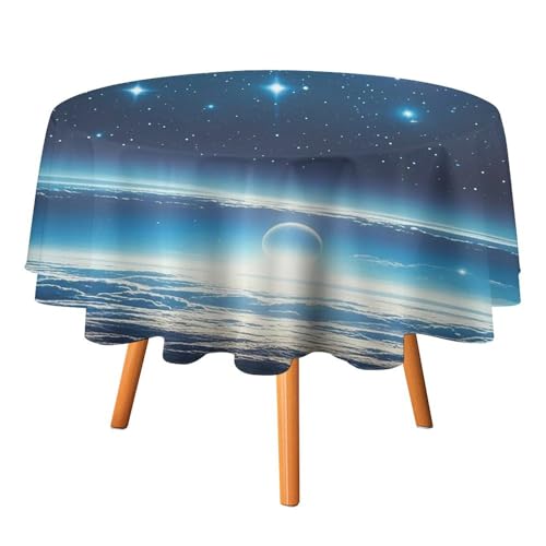 JTKLQBN Runde Tischdecken, astronomischer Kunstdruck, waschbar, dekorative Tischdecken, 127 x 127 cm, rund, für Esszimmer, Küche, Hochzeit, Partys, maschinenwaschbar von JTKLQBN