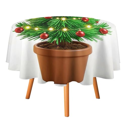 JTKLQBN Runde Tischdecken, bedruckt mit Weihnachtsbaum, waschbar, dekorative Tischdecken, 127 x 127 cm, rund, für Esszimmer, Küche, Hochzeit, Partys, maschinenwaschbar von JTKLQBN