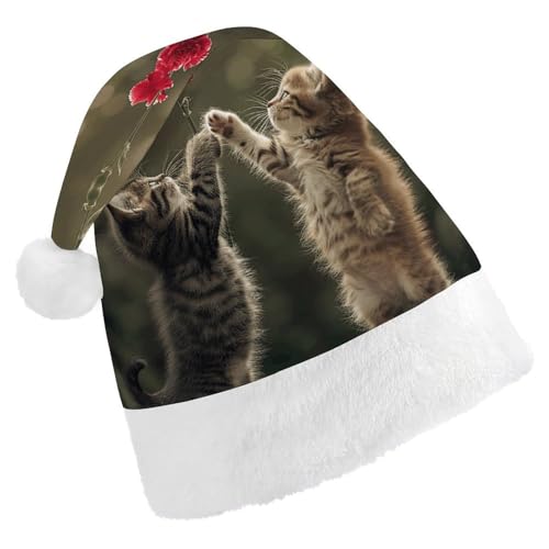 JTKLQBN Weihnachtsmütze für Erwachsene, niedlich, die Katze reicht aus, bedruckte Weihnachtsmütze für Erwachsene, Weihnachtsmützen für Damen und Herren, Unisex, Neujahrsgeschenke von JTKLQBN