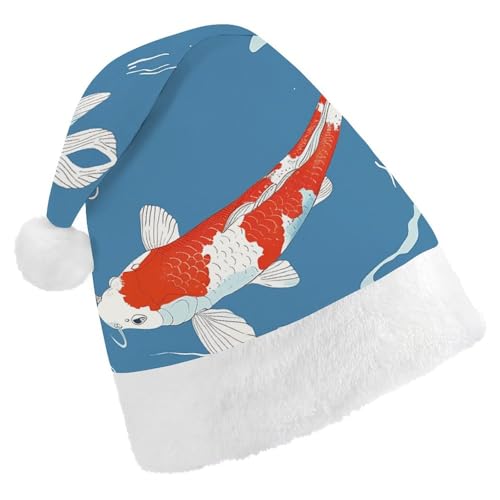 JTKLQBN Weihnachtsmütze für Erwachsene, niedlich, schwimmen im Wasser, Weihnachtsmannmütze für Erwachsene, Weihnachtsmützen für Damen und Herren, Unisex, Neujahrsgeschenke von JTKLQBN