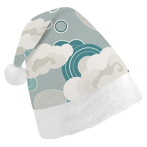 JTKLQBN Weihnachtsmütze für Erwachsene, niedliche Wolken und Kreise, bedruckte Weihnachtsmütze für Erwachsene, Weihnachtsmützen für Damen und Herren, Unisex, Neujahrsgeschenke von JTKLQBN