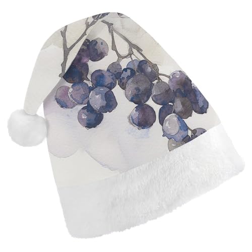 JTKLQBN Weihnachtsmütze für Erwachsene, niedlicher kleiner Strauß Beeren, bedruckte Weihnachtsmannmütze für Erwachsene, Weihnachtsmützen für Damen und Herren, Unisex, Neujahrsgeschenke von JTKLQBN