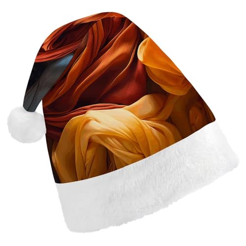 JTKLQBN Weihnachtsmütze für Erwachsene, niedlicher orangefarbener und gelber bedruckter Weihnachtsmannhut für Erwachsene, Weihnachtsmützen für Damen und Herren, Unisex, Neujahrsgeschenke von JTKLQBN