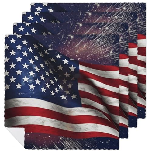 Stoffservietten, Dinnerservietten, USA-Flagge, elegante Servietten, Set mit 4 Stück, Küchenservietten, wiederverwendbare Servietten, Tischdekoration für Hochzeit, Party, Restaurant, den täglichen von JTKLQBN