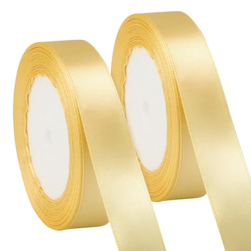 JTKREW 2 pcs Satinband Gold Geschenkband Gold Breit Schleifenband Gold Geschenkband Hochzeit Stoff Goldenes Geschenk Band Geschenkbänder für Taufe Geburtstag Deko Geschenkverpackung von JTKREW