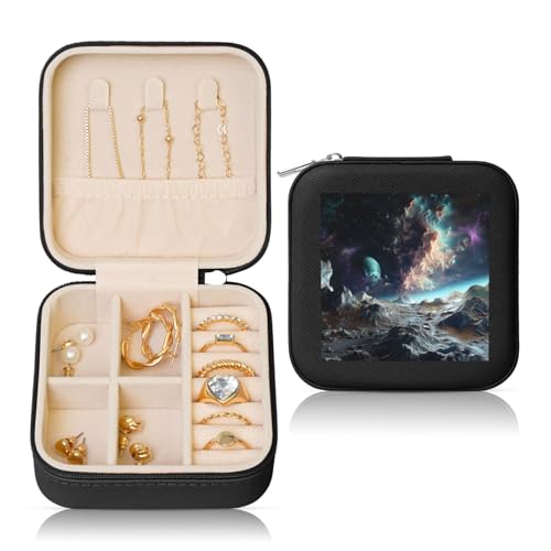 JTKREZ Graphics Universe Schmuckschatulle aus Leder, bedruckt, quadratisch, für Ohrringe, Ringe, Halsketten, Armbänder JTKREZ Graphics Universe Schmuckschatulle aus Leder, bedruckt, quadratisch, für Ohrringe, Ringe, Halsketten, Armbänder von JTKREZ