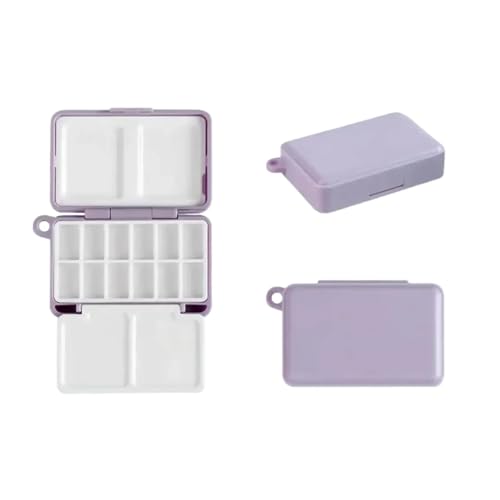 JTKSSCS Aquarell Reise Set Mini-Aquarell-Unterpaketbox, tragbare Malpigmentbox, Künstler-Reise-Skizzier-Aquarell-Malpalette, Künstlerbedarf(Purple 12 grids 1pc) von JTKSSCS